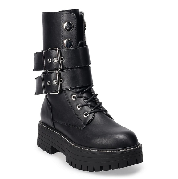 SO Shoes - SO NWT WOMENS BOOKCASE BLACK PLATFORM COMBAT BOOTS